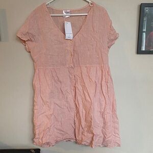 Pink Button-Down Mini Dress